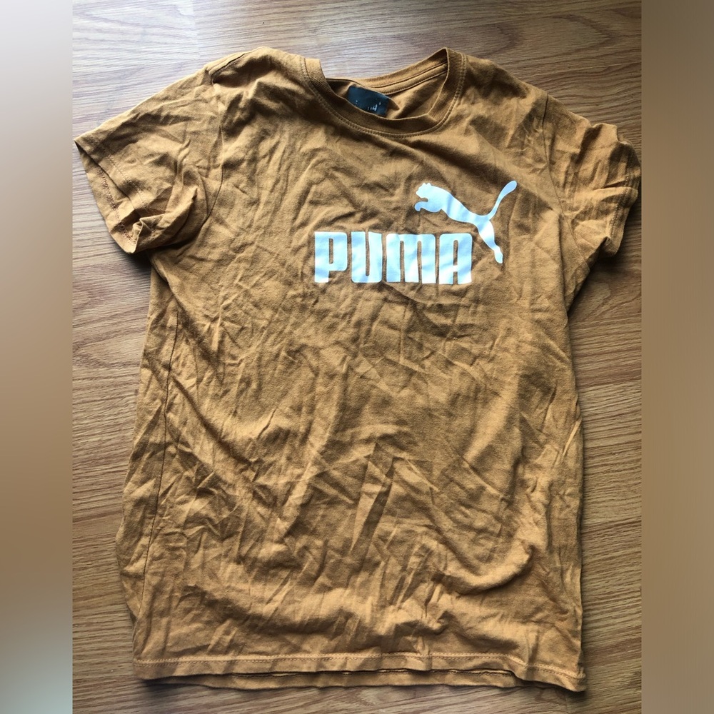 Puma Logo Tee in Mustard